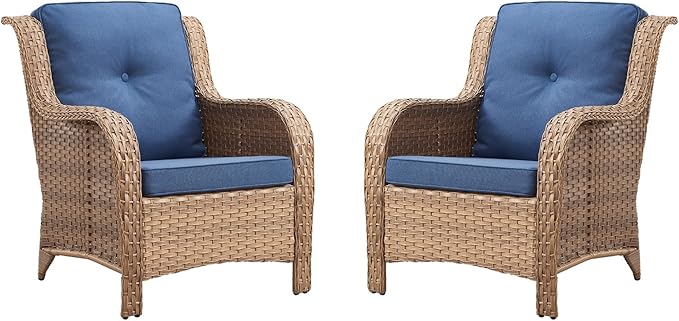 Rilyson Patio Furniture Chairs Outdoor Chair - 2 Piece Wicker Rattan Chairs Set with High Back and Deep Seating for - Photo 1