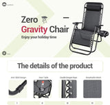 Homall 3 Pcs Zero Gravity Chair Patio Folding Recliner Outdoor Chaise Lounge Chairs Portable Reclining Chair Set with - Photo 3