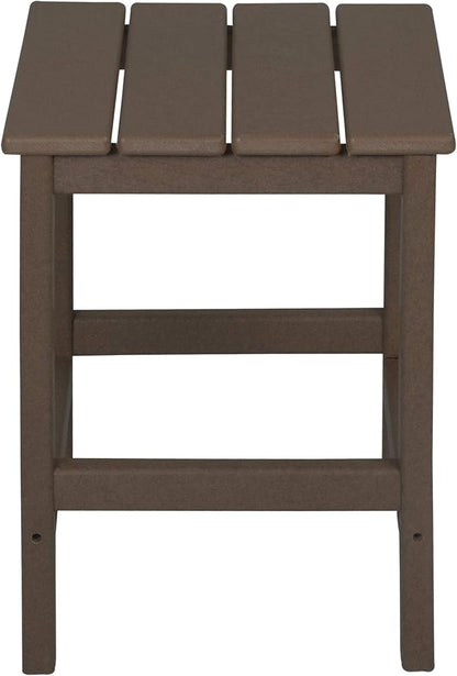 WO Home Furniture 3pc Set - HDPE Poly Adirondack Chair with Ottoman/Footrest and Square Side Table, All Weather and UV Resistant for Outdoor Patio Backyard, Garden, Dark Brown