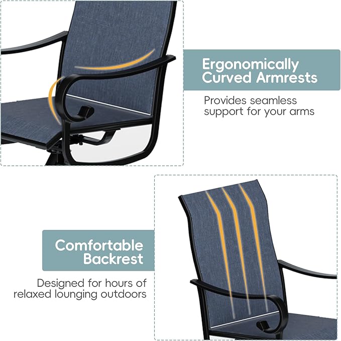 Patio Swivel Chairs Set of 4, Outdoor Dining Chairs with High Back - Photo 5