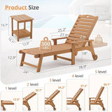 LUE BONA HDPS Chaise Lounge Chair with Table, 2-Piece, Outdoor Pool Lounge Chairs with Adjustable Backrest - Photo 7