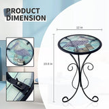 LIFFY Outdoor Side Table, 12" Glass Pelican Tabletop Patio Tables with Metal Frame - Photo 3