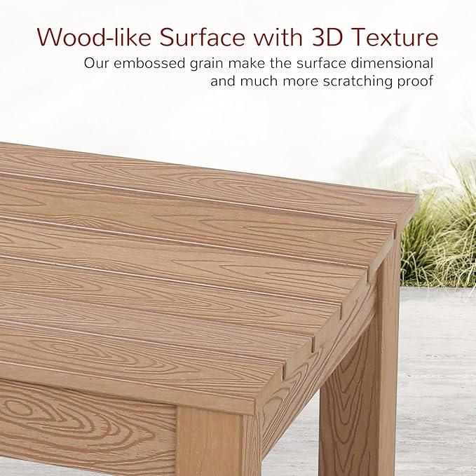 Stoog Outdoor Bench Set of 2, All-Weather HIPS Garden Bench with 800 lbs Weight Capacity, Never Rot or Fade, Teak - Photo 8