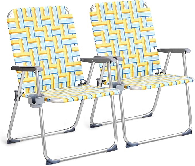 VINGLI Aluminum Oversize Patio Lawn Chairs Folding Set of 2 with Detachable Cup Holder - Photo 1