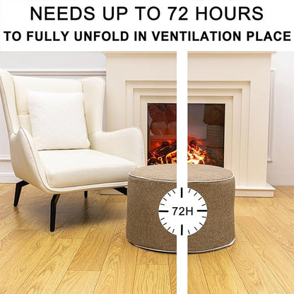 Outdoor Ottoman Outdoor Ottomans for Patio 19x12 Inches Modern Lightweight Foam Stuffed Pouf Outdoor Footstool Footrest Foot Stool Waterproof (Coffee)