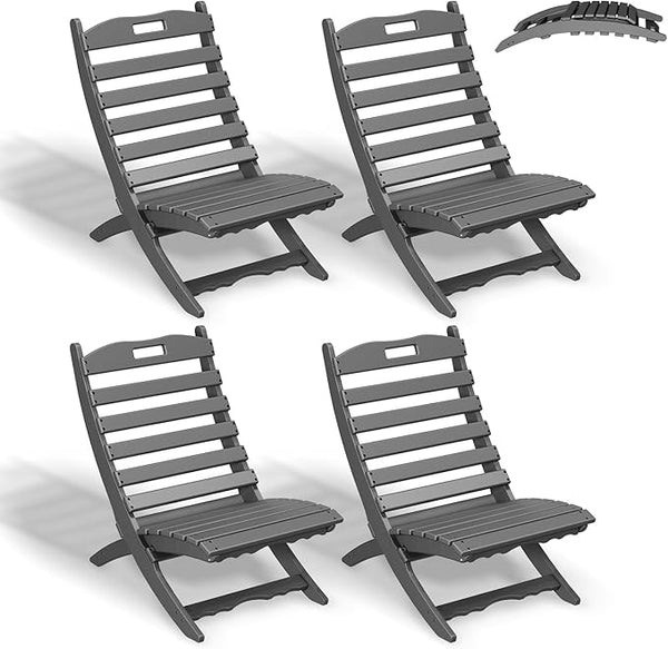 GREENVINES Folding-Xavier-Chairs Set of 4 | Wave | Portable Adirondack-Chair | HDPE Plastic | All Weather Fire-Pit Chair - Photo 1