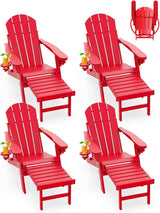 GREENVINES Adirondack-Chairs-with-Ottoman | Set of 4 | Folding | Retractable-Footrest | HDPE Plastic - Photo 1