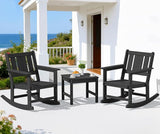 SERWALL Outdoor Rocking Chair Set of 2 with Side Table, All-Weather HDPE 3 Piece Patio Furniture Set - Photo 1