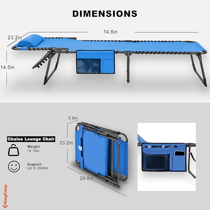 KingCamp Folding Outdoor Chaise Lounge - Photo 3