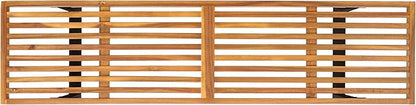 SAFAVIEH Outdoor Collection Monti Natural/Black Iron Legs Solid Wood Slatted Bench