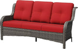 3 Seat Outdoor Couch, Wicker Patio Sofa with Thickened Olefin Cushions, High Back and Deep Seating - Photo 1