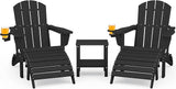 SERWALL 5-Piece Adjustable Adirondack Chair and Ottoman and Table Set, Black - Photo 1