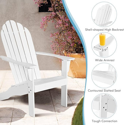 Tangkula Adirondack Chair, Acacia Wood Adirondack Lounger Chair, Outdoor Armchairs with Slatted Seating, Weather Resistant