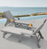 SERWALL Textilene Patio Chaise Lounge Chair Set of 2, 5 Positions Outdoor Lounger with Rolling Wheels for Pool, Deck - Photo 2