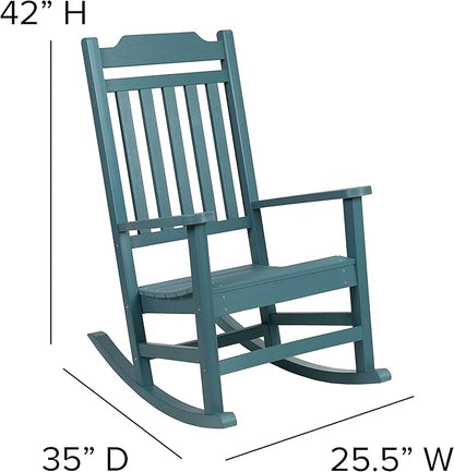 Flash Furniture Winston All-Weather Poly Resin Rocking Chair in Teal