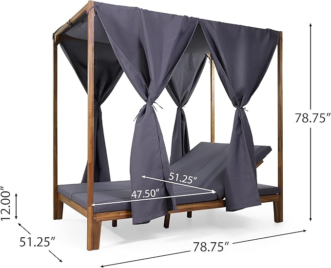 Christopher Knight Home Kinzie Outdoor DAYBED, Dark Grey + Teak Finish