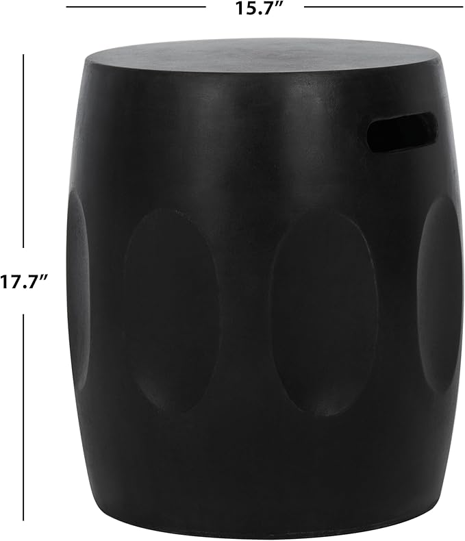 Safavieh Outdoor Zuri Black Modern Concrete Round Accent Table