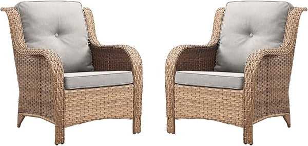 Rilyson Patio Furniture Chairs Outdoor Chair - 2 Piece Wicker Rattan Chairs Set with High Back and Deep Seating for - Photo 1