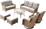 Rilyson Patio Furniture Swivel Chairs Set - 7 PC Wicker Rattan Outdoor Sectional Conversation Sets with 2 Rocking Chair - Photo 1