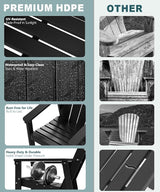 Adirondack Chair Set of 4, All Weather HDPE Fire Pit Chairs, Oversized Plastic Adirondack Chair for Outdoor, Balcony - Photo 4