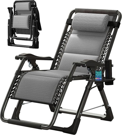 MOPHOTO Zero Gravity Chair, Outdoor Padded Lounge Chair with Side Table, Zero Gravity Recliner Chair, Outdoor Reclining Chair, Sturdy & Comfortable, Supports up to 440lbs