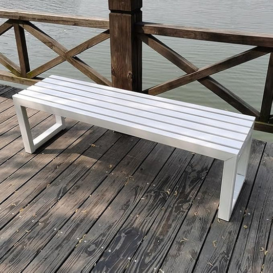 2 Seater Garden Bench,Metal Outdoor Bench,Heavy Duty Front Porch Benches,Patio Furniture Seating,for Lawn Yard Balcony Park,880lb Capacity(White,59 Inch)