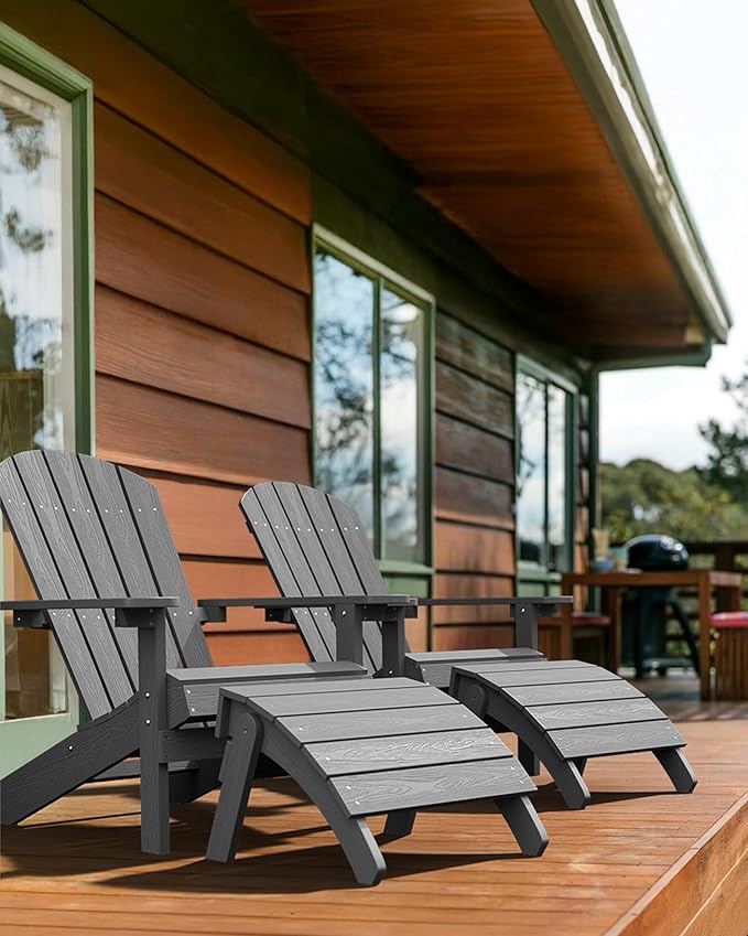 YEFU Adirondack Chairs Set of 6: Plastic Adirondack Chairs - Patio Chairs with Wood Texture - Outdoor Chair HIPS - Lawn - Photo 9