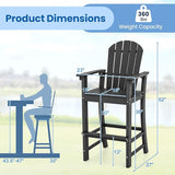 Tangkula Outdoor Tall Adirondack Chair 30 Inches Seat Height, HDPE Bar Height Patio Chair with High Backrest - Photo 3