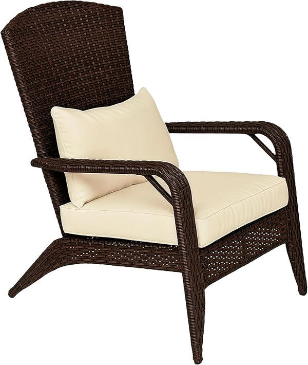 Outsunny Patio Wicker Adirondack Chair, Outdoor All-Weather Rattan Fire Pit Chair with Soft Cushions - Photo 1