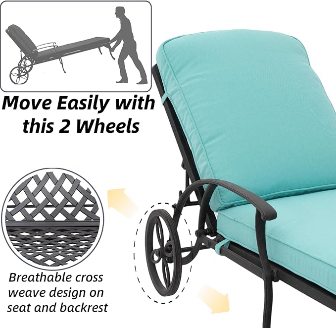 Chaise Lounge Outdoor Chair with Wheels - Photo 4