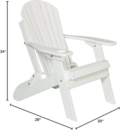 Furniture Barn USA Poly Folding Adirondack Chair, Bright White
