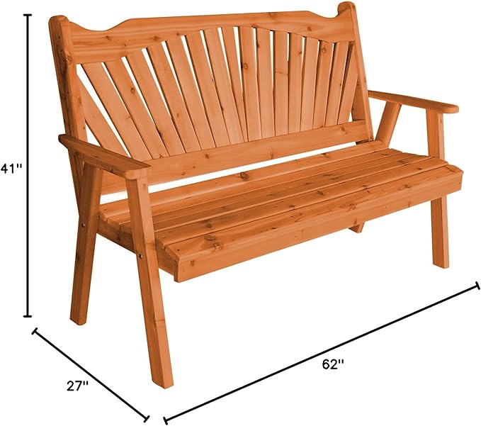 Furniture Barn USA Pine 5' Fanback Garden Bench, Cedar Stain