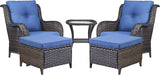Rilyson Wicker Patio Furniture Set - 5 Piece Rattan Outdoor Sectional Conversation Sets with 2 Chairs - Photo 1