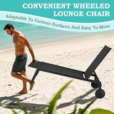 EROMMY Patio Chaise Lounge Chair Set of 2 with Table, Adjustable Backrest & Wheels - Photo 7