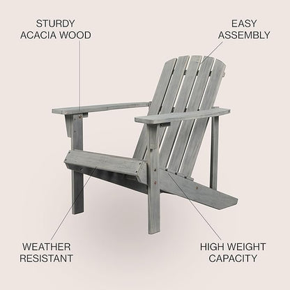 JONATHAN Y PAT1002B Westport Outdoor Patio Traditional Acacia Wood Adirondack Chair for Garden, Lawn, Backyard, Pool, Deck, Beach, Firepit, Gary