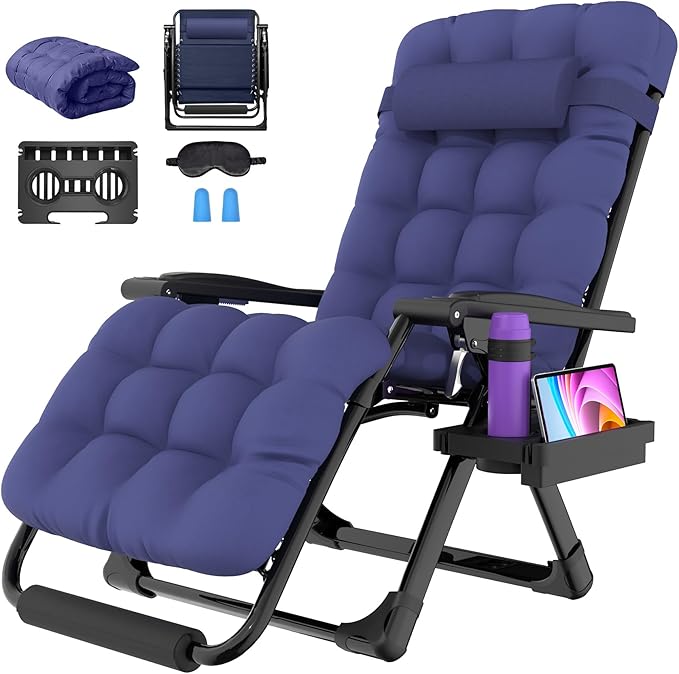 Suteck Oversized Zero Gravity Chair, 29In XL Outdoor Recliner Chair w/Removable Cushion&Headrest - Photo 1