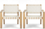 Christopher Knight Home Set of 2 Lena Patio Furniture Acacia Wood Armchair, Woven Rope Outdoor Club Chair - Photo 4