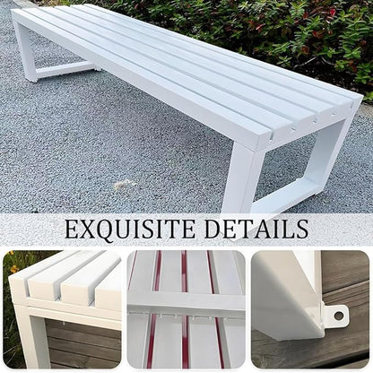 Metal Garden Bench Outdoor Seat 2-Person Patio Benches Park Bench Backless Chair Front Porch Seat 3.3ft 3.9ft 4.9ft 5.9ft Weatherproof Chair for Yard Porch Lawn(Green,3.93ft)