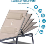 Foldable Outdoor Lounge Chairs Set of 2, No Assembly Chaise Lounge Outdoor with Cup Holder and 6 Adjustable Positions - Photo 4