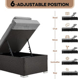 Outdoor Chaise Lounge with Adjustable Backrest Set of 4, 6-Position Reclining Lounger Pool Chair - Photo 3