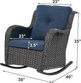 Rilyson Patio Chairs Outdoor Rocking Chair - 2 Piece Wicker Rattan Rocker Chairs Set with High Back and Deep Seating - Photo 2