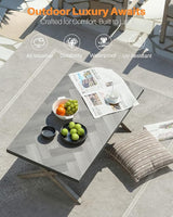 Aluminum Outdoor Coffee Table, All-Weather Rectangle Patio Coffee Table with Resin Tabletop - Photo 5