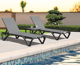 Domi Pool Lounge Chairs Set of 2 with Side Table, Aluminum Outdoor Chaise Lounge with Wheels - Photo 7