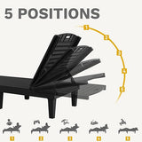 DWVO Outdoor Plastic Chaise Lounger, Poolside Lounge Chair w/5-Position Adjustable Backrest - Photo 4