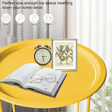 Garden 4 you Small Side Table, Round End Table, Outdoor Side Table with Metal Frame, Bedside Table for Living Room - Photo 8