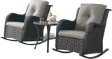 Rilyson Patio Chairs Outdoor Rocking Chair - 3 Piece Wicker Patio Bistro Set Rattan Patio Furniture Rocker Chairs and - Photo 1
