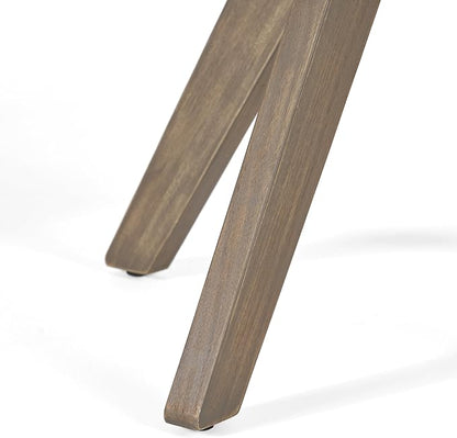 Merax Outdoor Coffee Table 27.5" Round Acacia Wood Patio Side Table, X-Shaped Base Support, Slat Tabletop Design, Grey