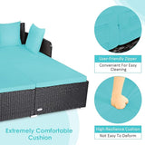 Tangkula Outdoor Rattan Daybed, Sunbed Wicker Furniture w/Spacious Seat, Upholstered Cushion & High-Resilience Sponge - Photo 6