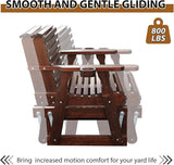 Outdoor Glider Chair, 2-Seater Wooden Glider Patio Furniture Set with Table, Cupholder - Photo 4