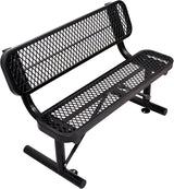 4FT Outdoor Metal Bench with Backrest & Portable Frame, Garden Patio Bench for 1-3 People - Photo 1